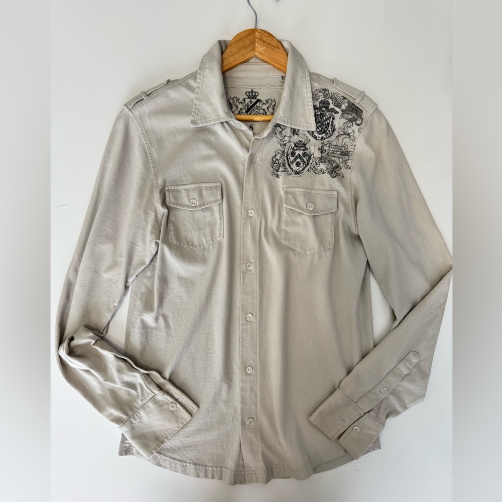 Guess Button Down Shirt Long Sleeve Graphic Style Shirt Small